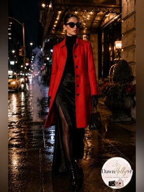 J. Crew Red Single-Breasted Wool Pea Coat